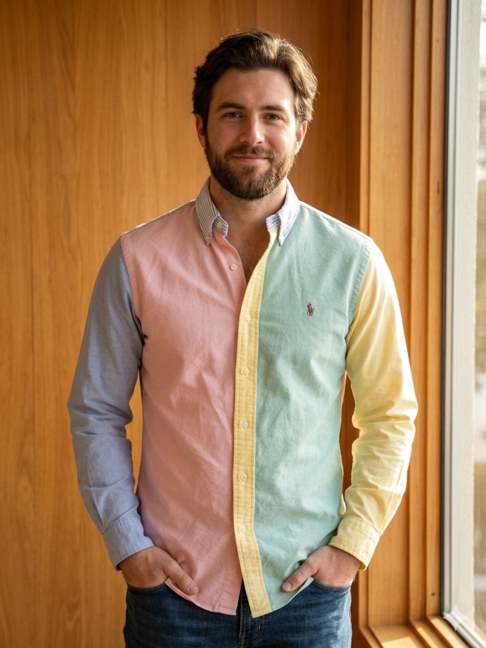 Vtg 90’s Ralph Lauren Patchwork Oxford Shirt - Pastel Multi